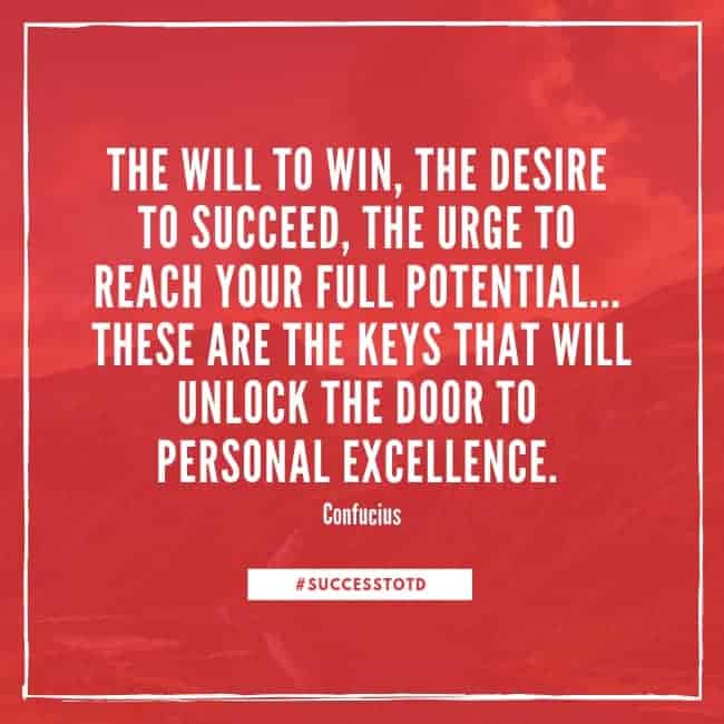 The will to win, the desire to succeed, the urge to reach your full potential... these are the keys that will unlock the door to personal excellence. - Confucius