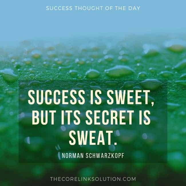 Success is sweet, but its secret is sweat. – Norman Schwarzkopf