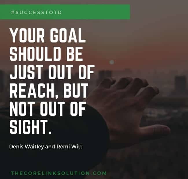 Your goal should be just out of reach, but not out of sight. - Denis Waitley and Remi Witt