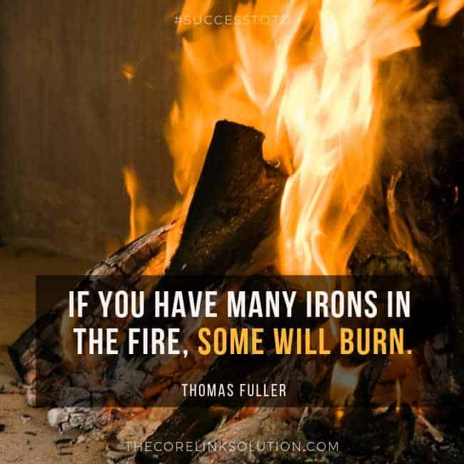 If you have many irons in the Fire, some will burn. - Thomas Fuller