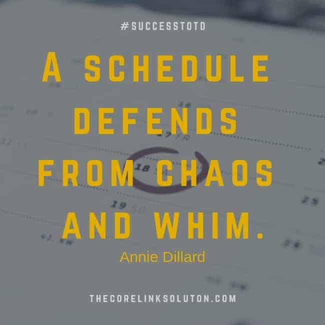 A schedule defends from chaos and whim. – Annie Dillard
