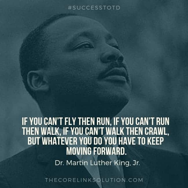 If you can’t fly then run, if you can’t run then walk, if you can’t walk then crawl, but whatever you do you have to keep moving forward. – Martin Luther King