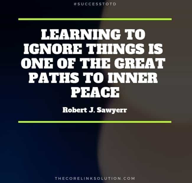 Learning to ignore things is one of the great paths to inner peace. – Robert J. Sawyer