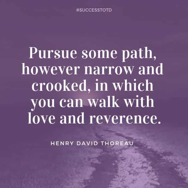 Pursue some path, however narrow and crooked, in which you can walk with love and reverence. – Henry David Thoreau