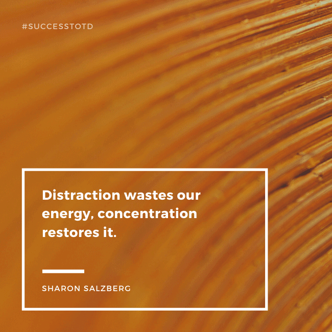 Distraction wastes our energy, concentration restores it. - Sharon Salzberg