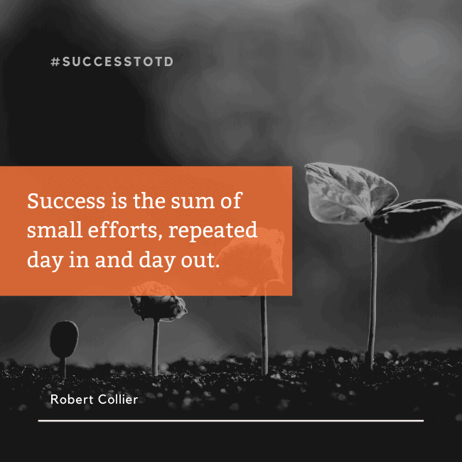 Success is the sum of small efforts, repeated day in & day out. – Robert Collier