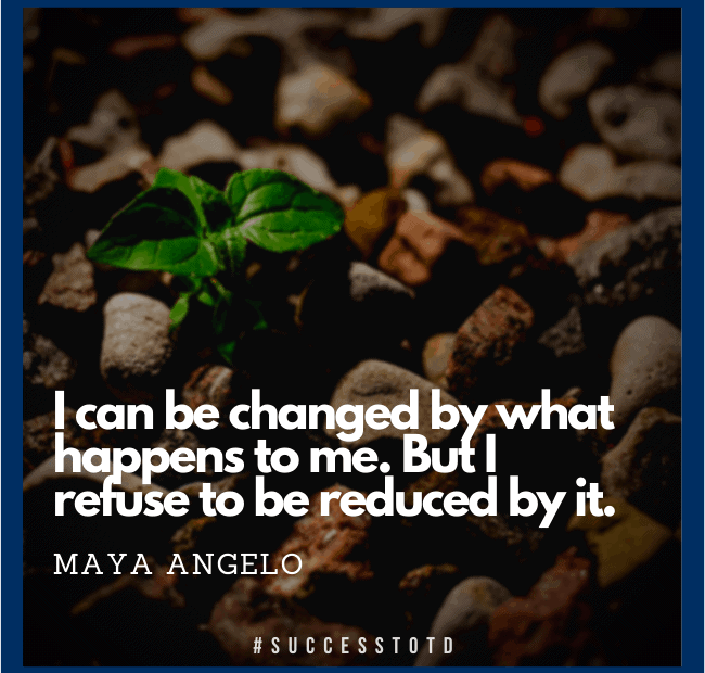 I can be changed by what happens to me. But I refuse to be reduced by it. — Maya Angelou