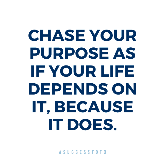 Chase your purpose as if your life depends on it, because it does. – James Rosseau, Sr.