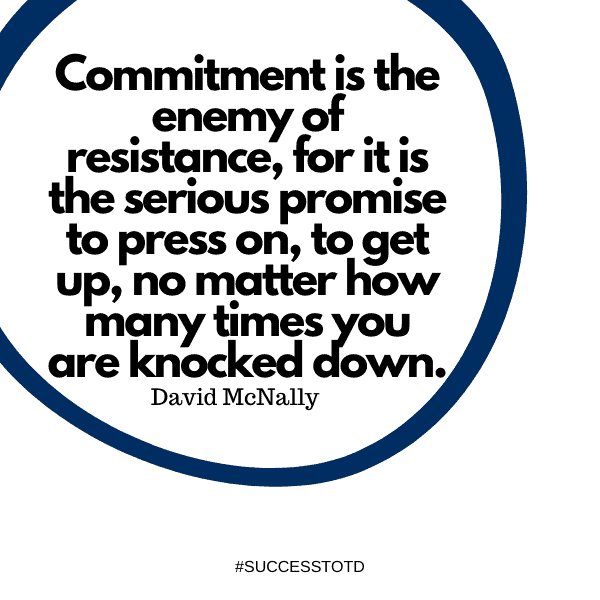 Commitment is the enemy of resistance, for it is the serious promise to press on, to get up, no matter how many times you are knocked down. - David McNally