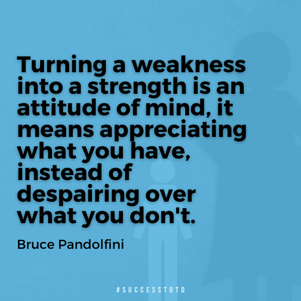 Turning a weakness into a strength is an attitude of mind, it means appreciating what you have, instead of despairing over what you don't. - Bruce Pandolfini