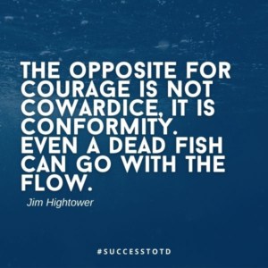 The opposite for courage is not cowardice, it is conformity. Even a dead fish can go with the flow. – Jim Hightower